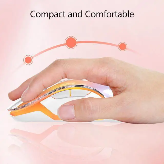 Alt view image 2 of 5 - memzuoix 2.4G LED Wireless Mouse, Rechargeable Ergonomic Mouse with Detachable Cover, 1200 DPI Portable Optical Computer Mouse with USB Receiver for Laptop, PC, Desktop and MacBook, 5 Buttons-Pink