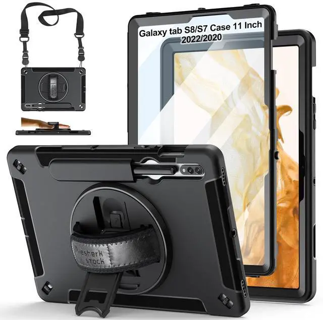 Main image of Case for Samsung Tab S8/S7 11 Inch 2022/2020: TPU Protective Cover for Galaxy Tablet S8/S7 11 Inch 2022/2020 with Stand - Handle - Shoulder Strap - S-Pen Holder -Black