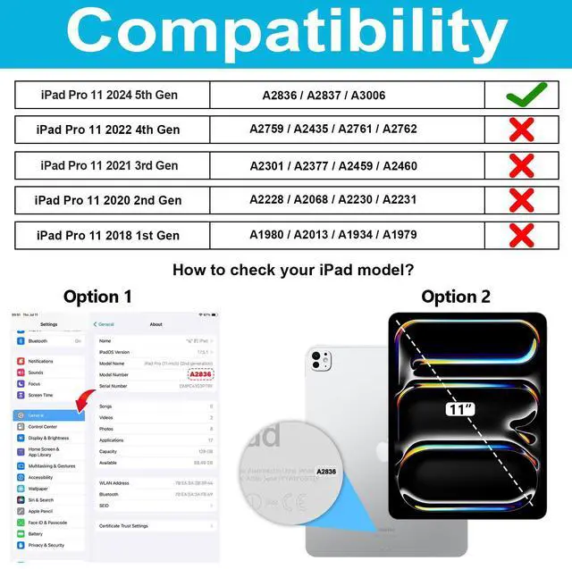 Alt view image 2 of 5 - Case for iPad Pro 11 M4 2024: Protective Cover for iPad Pro 11 Inch 5th Generation with Screen Protector- Stand- Handle- Shoulder Strap- Pencil Holder-Black+Blue