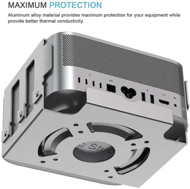 Alt view image 3 of 5 - IFCASE Heat Dissipation Design Anti-Scratch Inner Aluminum Under Desk, Wall, Vesa Mount for Mac Studio M4 M3 M2 M1 Max/Ultra (Silver)