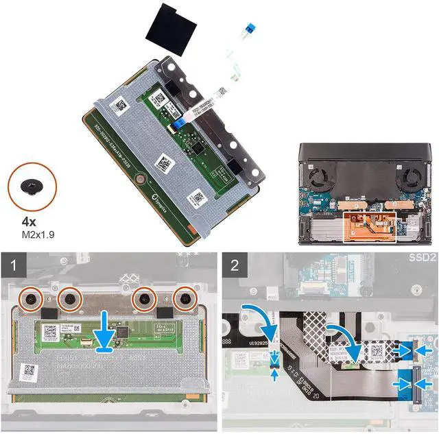 Alt view image 2 of 5 - Deal4GO Touchpad Sensor Board Trackpad Module F8H8J TPP66 2W2MP w/ FDQ51 Cable for Dell Alienware M15 R3 M15 R4 M17 R3 M17 R4
