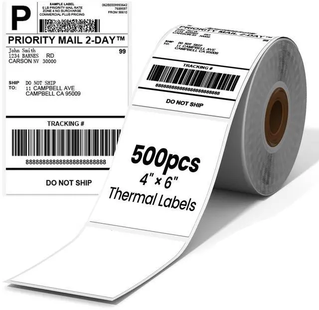 Alt view image 2 of 5 - NelkoGlobal White Bluetooth Thermal Shipping Label Printer, with 4" x 6" Roll Direct Thermal Labels, 500 Labels Per Stack