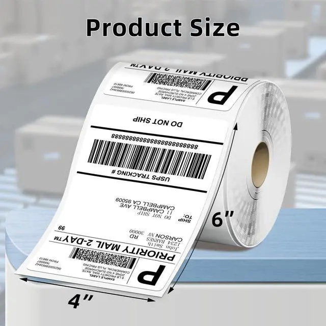 Alt view image 4 of 5 - NelkoGlobal White Bluetooth Thermal Shipping Label Printer, with 4" x 6" Roll Direct Thermal Labels, 500 Labels Per Stack