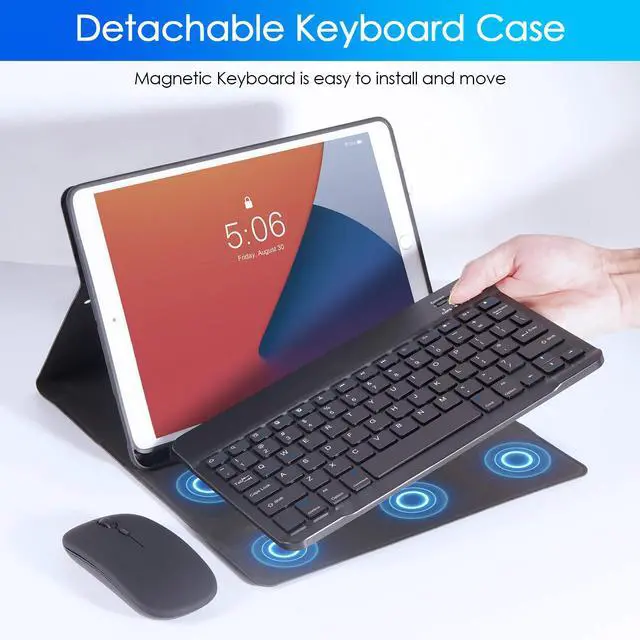 Alt view image 3 of 5 - Nsyee Keyboard Case for iPad 9th 8th 7th Generation 10.2 Inch, Detachable Bluetooth Keyboard Case with Pencil Holder and Mouse for iPad 9th/8th/7th & iPad Air 3rd 10.5"/iPad Pro 10.5"