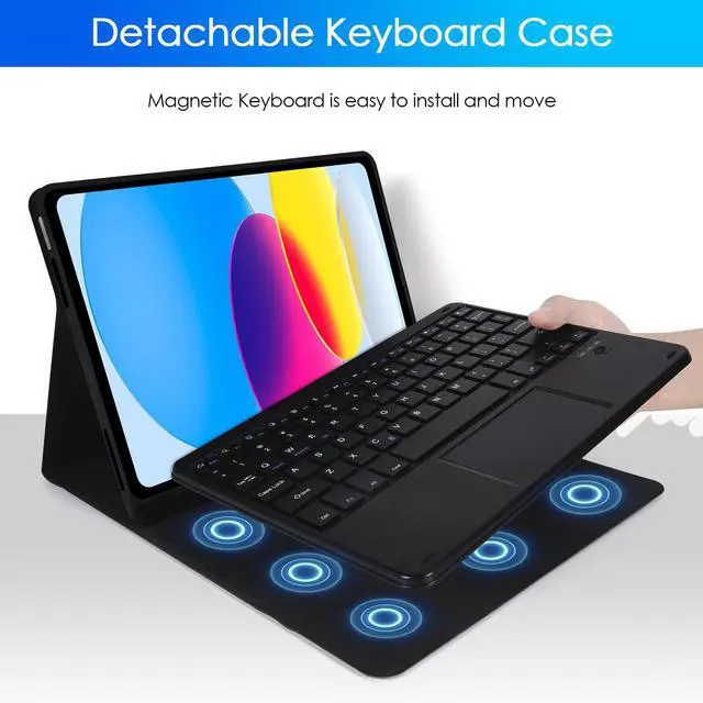 Alt view image 4 of 5 - Nsyee Keyboard Case for iPad 10th Generation 10.9 inch 2022 and iPad 11th Generation A16 11 inch 2025, Detachable Bluetooth Keyboard Case with Wireless Keyboard and Trackpad for ipad 10th/11th Gen