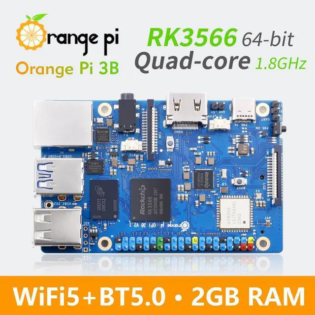 Alt view image 2 of 5 - Orange Pi 3B 2GB LPDDR4/4X Rockchip RK3566 4-Core 64-Bit Single Board Computer with eMMC Socket, WiFi 5 and Bluetooth 5.0, Development Board Run Linux/Ubuntu/Debian/Android (2GB)