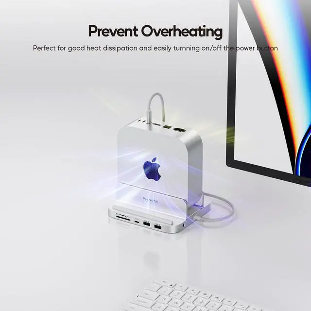 Alt view image 5 of 5 - PULWTOP 8-in-1 Vertical USB-C Hub for Mac Mini M4 Hub with M.2 SSD Enclosure, Aluminum Mac Mini M4 Pro 2024 Dock Stand Accessories with USB A/C 3.2 10Gbps, 2 x USB A 2.0, 3.5mm Audio Mic, SD/TF Slots