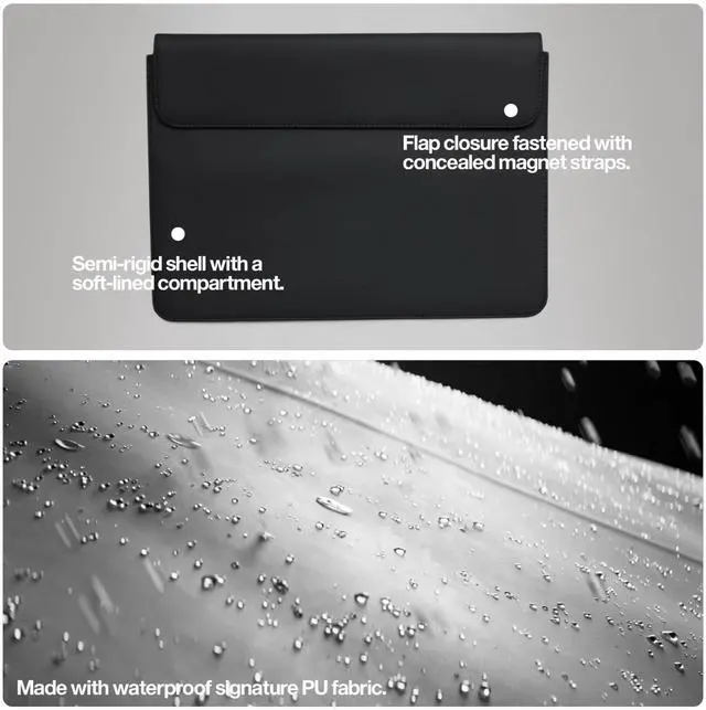 Alt view image 4 of 5 - Waterproof 14'' Laptop Portfolio Sleeve - Protective Case with Soft-Lined Compartment, Magnetic Closure, Durable PU Fabric for 14-Inch Laptops