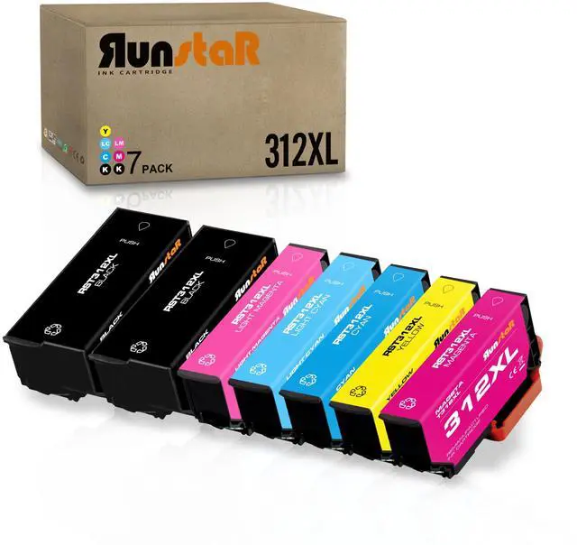 Main image of Run Star 7 Packs 312XL Remanufactured Ink Cartridge Replacement for Epson 312XL T312XL use for Epson Expression Photo XP-8500 XP-8600 XP-15000 Printer (2BK/C/M/Y/LC/LM)