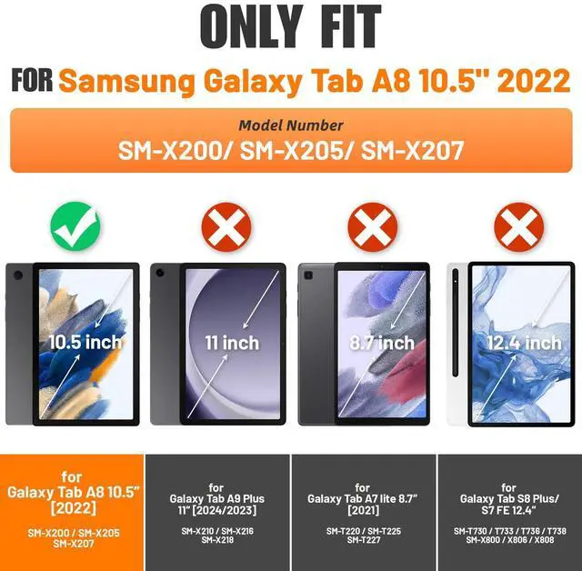 Alt view image 2 of 5 - SEYMAC stock Case for Samsung Galaxy Tab A8 10.5'', Full-Body Drop Protection Case with Screen Protector Pencil Holder [360deg Rotating Hand Strap] &Stand, Purple+Colorful