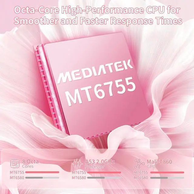 Alt view image 3 of 5 - BINHENGLON 10.1" Android 12 Tablet, 4G LTE Dual SIM, 4GB RAM 32GB ROM, Octa-Core MT6755, 13MP Rear + 5MP Front Camera, 6000mAh Battery, 5-Point Touch, GMS Certified (Pink)