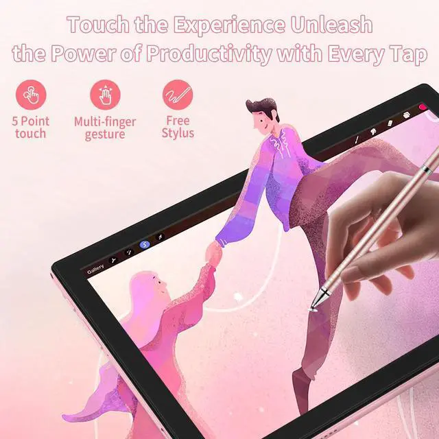 Alt view image 5 of 5 - BINHENGLON 10.1" Android 12 Tablet, 4G LTE Dual SIM, 4GB RAM 32GB ROM, Octa-Core MT6755, 13MP Rear + 5MP Front Camera, 6000mAh Battery, 5-Point Touch, GMS Certified (Pink)
