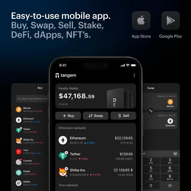 Alt view image 5 of 5 - TANGEM Wallet Pack of 2 - Secure Crypto Wallet - Trusted Cold Storage for Bitcoin, Ethereum, NFT's & More Coins - 100% Offline Hardware Wallet