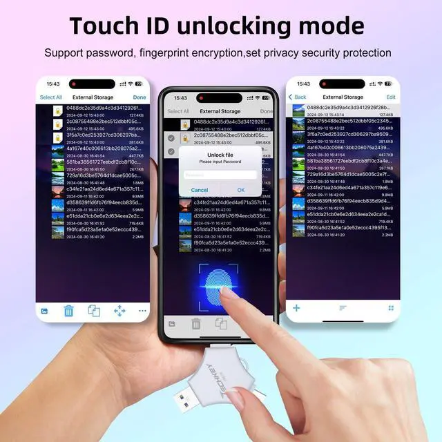 Alt view image 5 of 5 - MFi Certified USB 3.0 Flash Drive 256GB for iPhone, 3in1 External Memory Photo Keeper Storage Stick for Picture/Video/Data Saver/Backup, High Speed Thumb/Jump/Hard Drives for iPhone/iPad/Android/PC