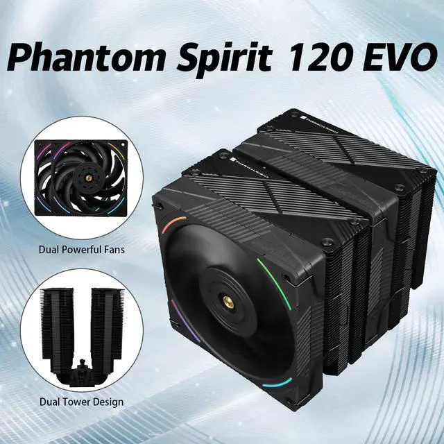 Alt view image 3 of 5 - Thermalrlght Phantom Spirit 120 EVO CPU Air Cooler, 7 Heat Pipes CPU Cooler,Dual 120mm TL-K12 PWM Fan, AGHP 4.0 Technilogy, S-FDB Bearing, for AMD AM4 AM5/Intel 1700/1150/1151/1200, PC Cooler