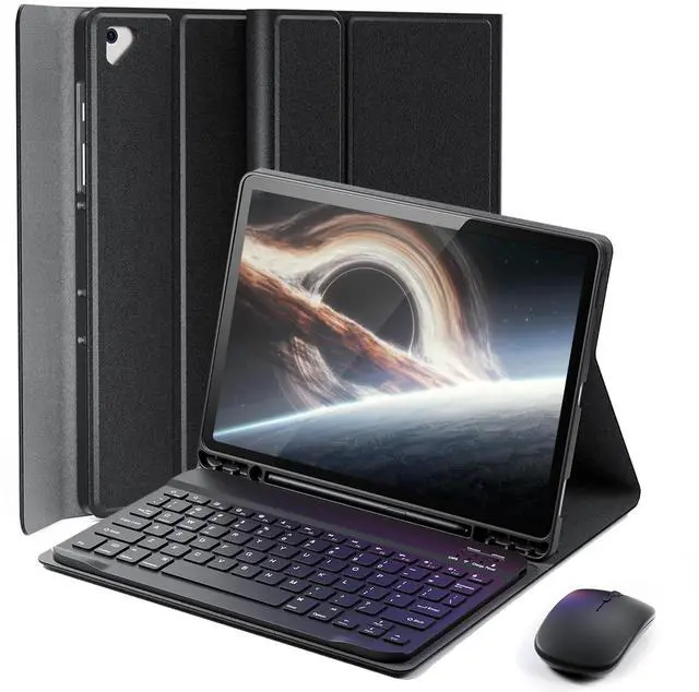 Main image of Keyboard Case for iPad 9.7 inch, iPad 6th Generation (2018), iPad 5th Gen (2017), iPad Air 2 (2014), - Mouse and Detachable Keyboard for iPad Pro 9.7, Slim Case with Pen Holder, Auto Sleep/Wake-Black