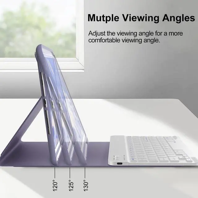 Alt view image 3 of 5 - WINCHKING for iPad 9th Generation Case with Keyboard 10.2 Inch iPad 8th/7th /Air 3rd/Pro 10.5" Generation,Detachable Wireless Keyboard Smart Folio Case with Pencil Holder(Purple)