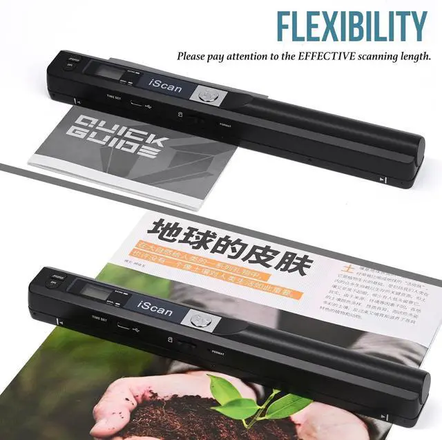 Alt view image 3 of 5 - WQV A4 Document Scanner - Portable Photo Scanner with 16GB Memory Card, USB Connection for Computer, Black, LNKH09