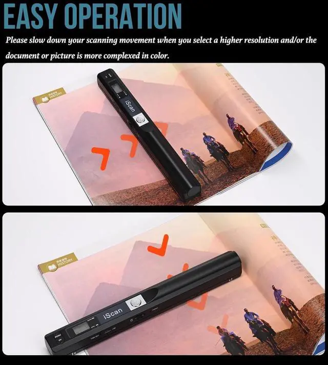 Alt view image 4 of 5 - WQV A4 Document Scanner - Portable Photo Scanner with 16GB Memory Card, USB Connection for Computer, Black, LNKH09