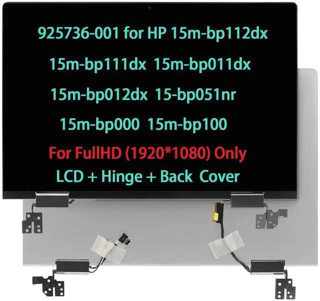 Main image of 925736-001 LCD Touch Screen Replacement for HP Envy x360 15m-bp112dx 15m-bp111dx 15m-bp011dx 15m-bp012dx 15-bp051nr 15m-bp000 15m-bp100 LCD Digitizer + Cover + Hinge Display Assembly FHD