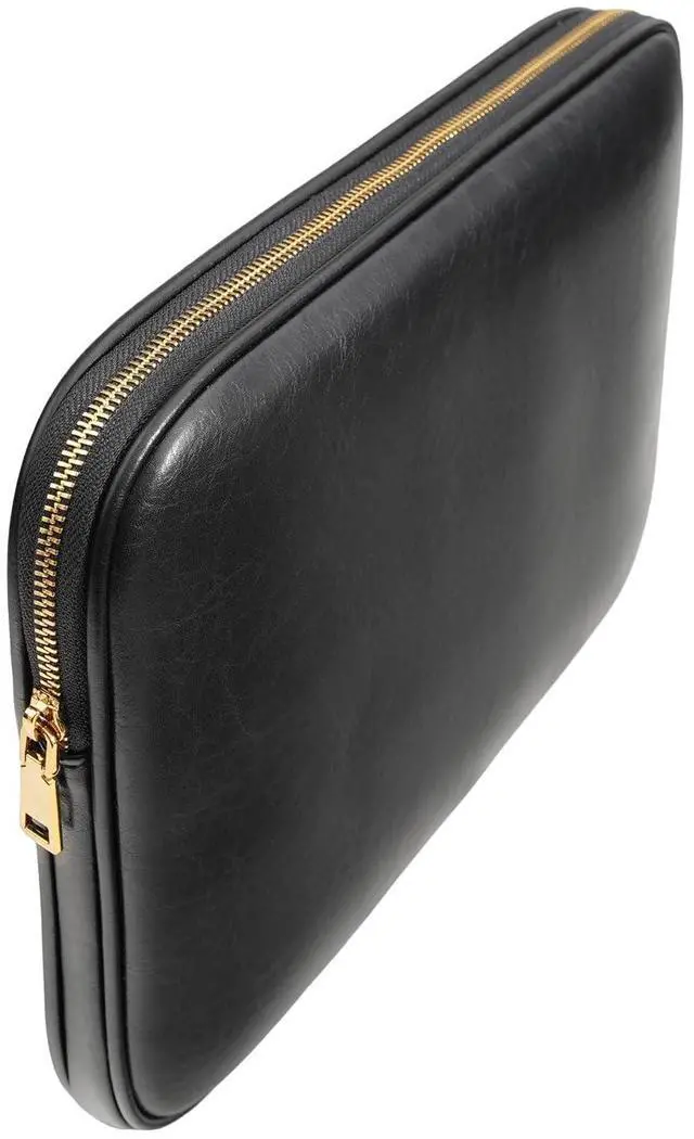 Alt view image 4 of 5 - Yesmornsis PU Leather Padded Laptop Sleeve 15.3Inch Compatible with MacBook Air 15 A3114 M3 A2941 M2, MacBook Pro 15 Laptop Bag with Charger Pouch Color Black