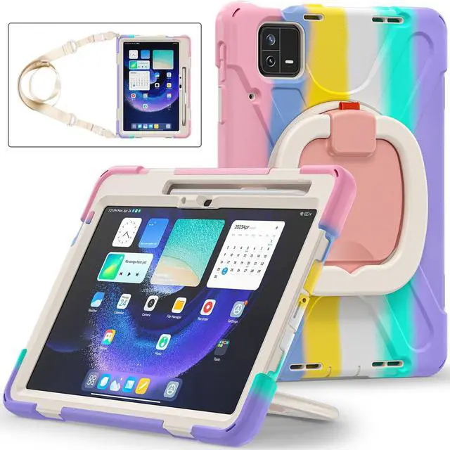 Alt view image 4 of 5 - Mi Pad 6 6 Pro Tablet Case, Drop Tablet Cover with Handle Stand, Shoulder Strap, Compatible : Mi Pad 6 6 Pro Tablet, Material Silicone (Dazzling)