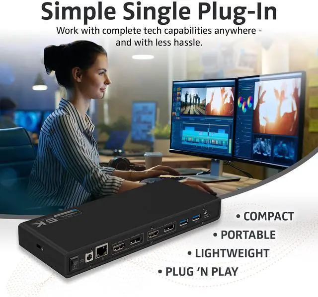 Alt view image 4 of 5 - Zell Technologies USB-C Display Link 12 Port 65W Power Delivery Dual 4K HDMI Docking Station, Supports 5K (5120 x 2880@60Hz), for Thunderbolt 3 or USB-C laptops