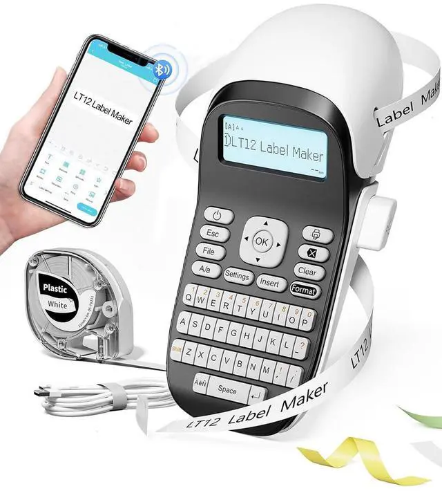 Main image of Label Maker Machine with Tape - Portable Inkless Label Printer with Keyboard & Bluetooth, Handheld Sticker Printer for Office, Home & School Organization, Lightweight, Qwerty Keyboard One-Touch Keys