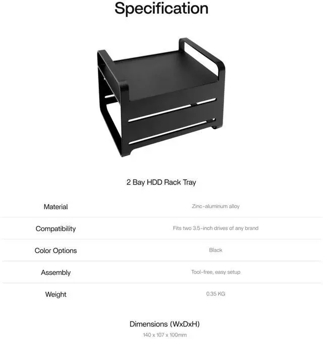 Alt view image 4 of 5 - zimablade 2 Bay HDD Rack Tray Dual 3.5'' storage drive stand