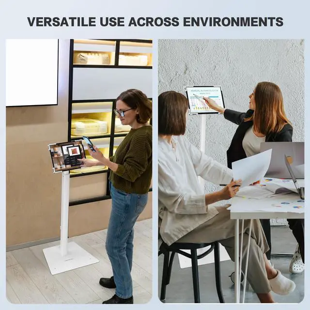 Alt view image 2 of 5 - AboveTEK Security iPad Kiosk Floor Stand, Anti-Theft POS Tablet Stand for Retail Business, Height Adjustable Tablet Floor Stand, 360deg Swivel Universal Locking Holder Fits 9.7"-13" iPad/iPad Pro/Air