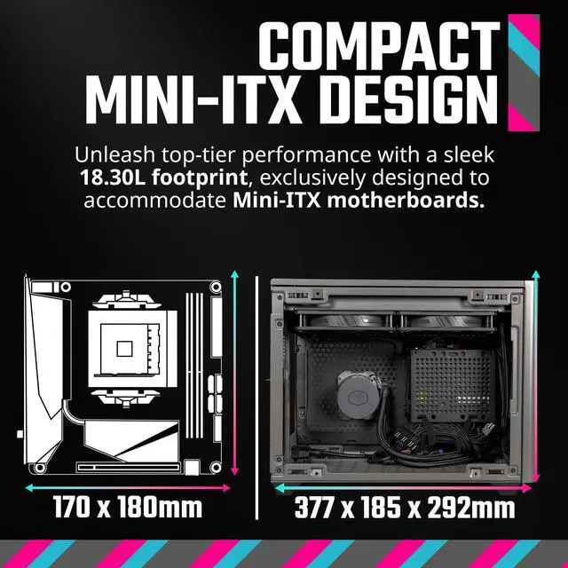 Alt view image 2 of 5 - Cooler Master NR200P MAX Mini-ITX Case with 280mm AIO, 850W SFX PSU, Vertical GPU Mount, PCIe Gen4 Riser, Glass or Vented Panel