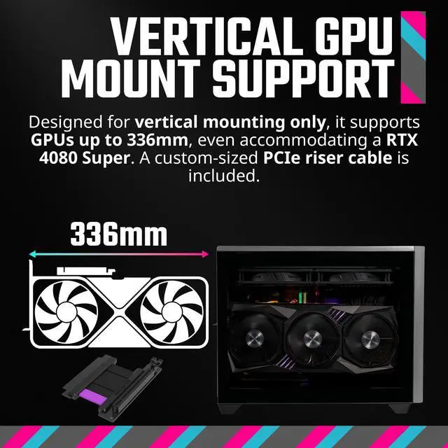 Alt view image 3 of 5 - Cooler Master NR200P MAX Mini-ITX Case with 280mm AIO, 850W SFX PSU, Vertical GPU Mount, PCIe Gen4 Riser, Glass or Vented Panel