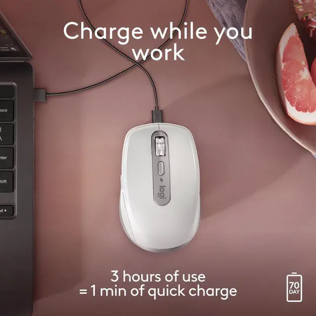Alt view image 5 of 5 - Logitech MX Anywhere 3S for Mac, Compact Wireless Bluetooth Mouse, 8K DPI Any-Surface Tracking, Quiet Clicks, USB C, Wireless Mouse for MacBook Pro, MacBook Air, iMac, iPad - Pale Grey