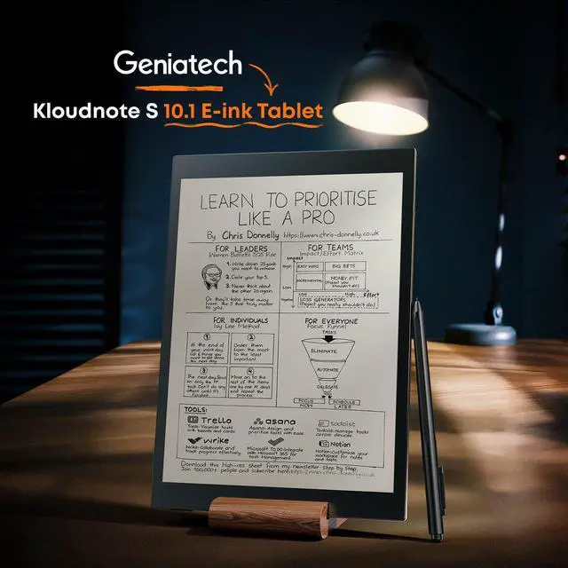 Alt view image 2 of 5 - Kloudnote S 10.1" E-Ink Notepad, ePaper Tablet for Note Taking and eBook Reading, 200dpi Notebook eReader Device with Stylus, Android OS - Black