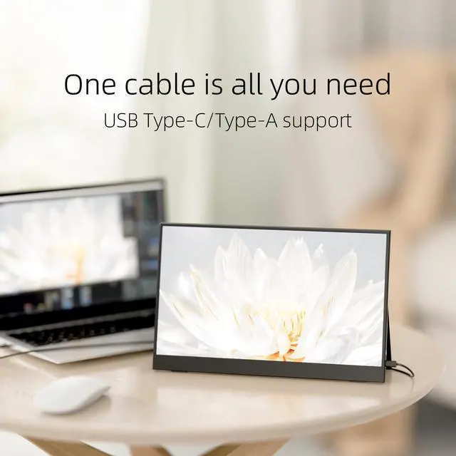 Alt view image 2 of 5 - Portable Monitor Touchscreen for Laptop, 15.6'', 1080P, LCD Display, 60Hz, Desk Stand, HDMI/USB-C Connect, Lightweight for Travel, with Magnetic Cover
