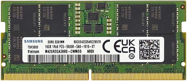 Main image of Samsung 16GB DDR5 5600MHz PC5-44800 CL46 SODIMM 1Rx8 Single Rank 1.1V 262-Pin Laptop RAM Memory M425R2GA3BB0-CWM