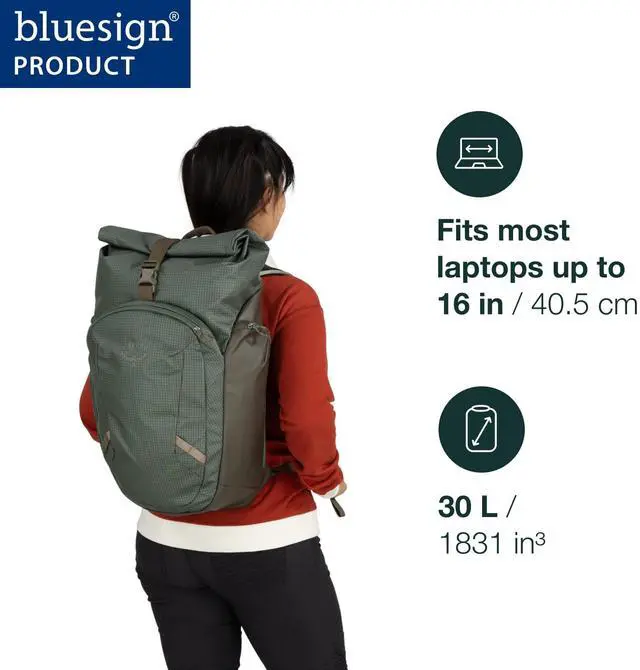 Alt view image 2 of 5 - Osprey Transporter Roll Top Commuter Backpack, Pine Leaf