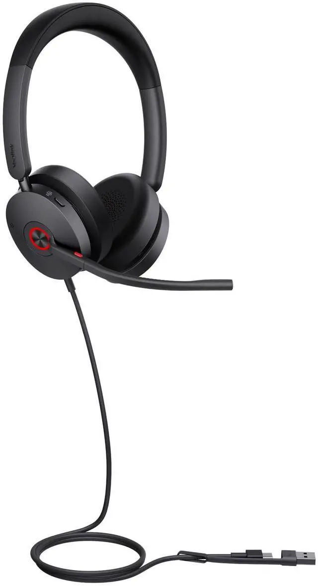 Main image of Yealink UH48 ANC Wired Headset with Microphone, Active Noise Cancelling USB Headphones for PC, MS Teams Certified Works with All Other Call Platforms, USB-A or USB-C Connectivity, Mute Button