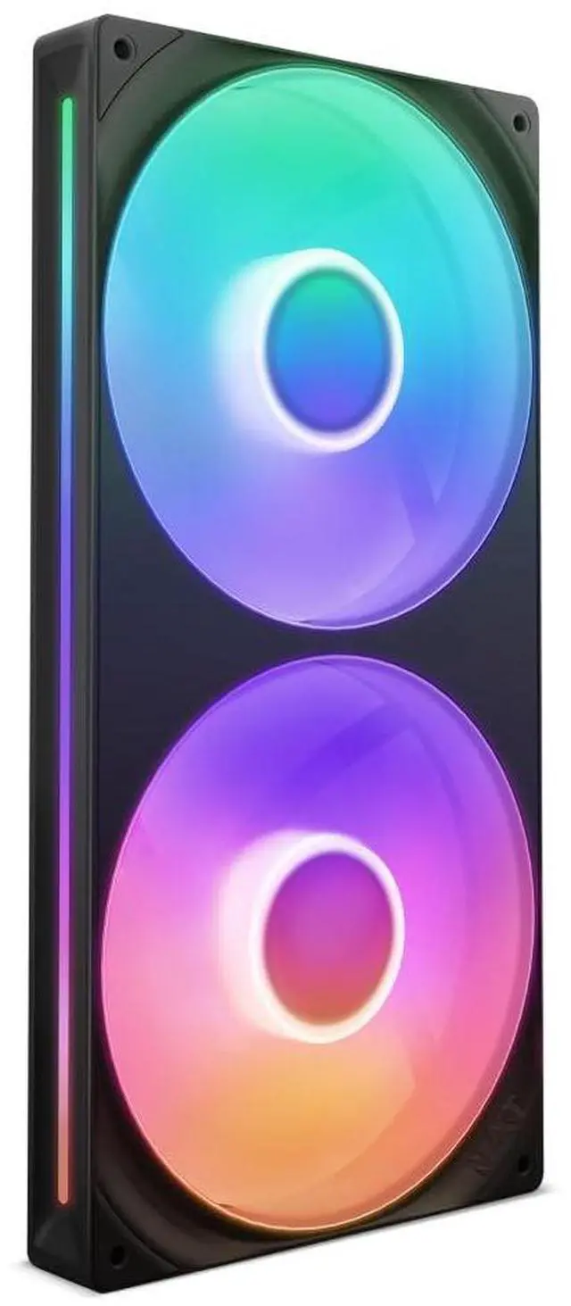 Main image of NZXT F280 RGB Core | 280mm Single-Frame Fan Unit with 2 x 140mm RGB Fans | Speed & Lighting Control | High Static Pressure & Airflow | Fluid Dynamic Bearings | 8 ARGB LEDs Per Fan | Black