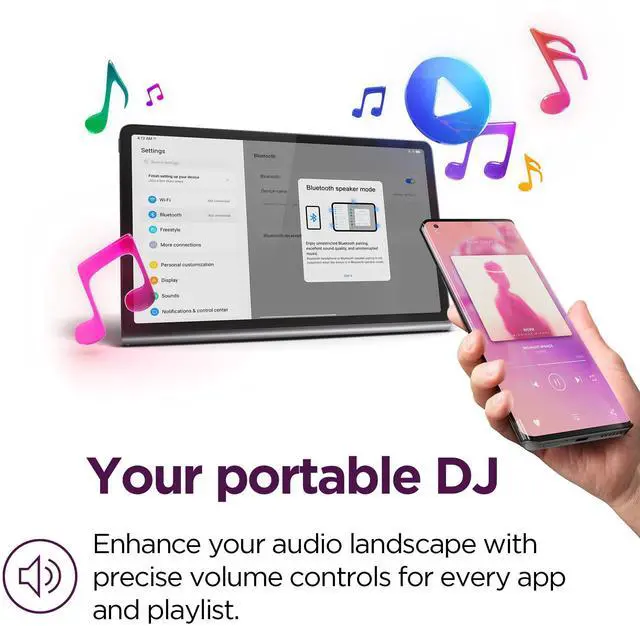 Alt view image 4 of 5 - Lenovo Tab Plus - 2024 - Premium Entertainment Tablet - 8 JBL(r) Speakers - 11.5" 2K LCD Touch Display - 8GB Memory - 128GB Storage - MediaTek(tm) Helio G99 - Folio Case Included - Luna Grey