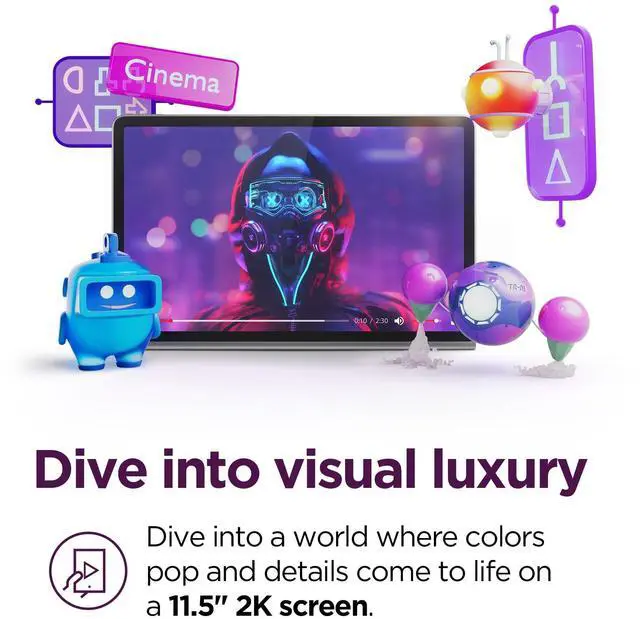 Alt view image 5 of 5 - Lenovo Tab Plus - 2024 - Premium Entertainment Tablet - 8 JBL(r) Speakers - 11.5" 2K LCD Touch Display - 8GB Memory - 128GB Storage - MediaTek(tm) Helio G99 - Folio Case Included - Luna Grey