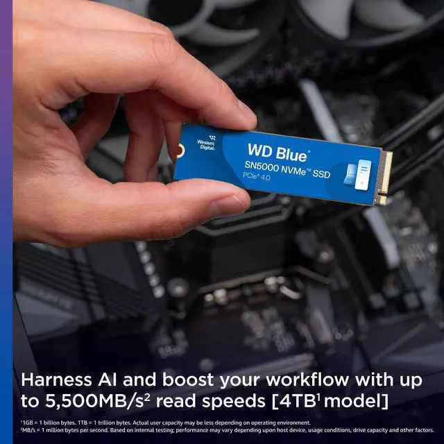 Alt view image 2 of 5 - Western Digital 1TB WD Blue SN5000 NVMe Internal Solid State Drive SSD - PCIe Gen 4.0, M.2 2280, Up to 5,150 MB/s - WDS100T4B0E