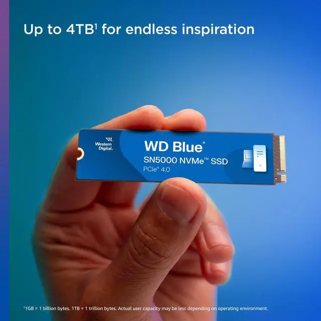 Alt view image 3 of 5 - Western Digital 1TB WD Blue SN5000 NVMe Internal Solid State Drive SSD - PCIe Gen 4.0, M.2 2280, Up to 5,150 MB/s - WDS100T4B0E