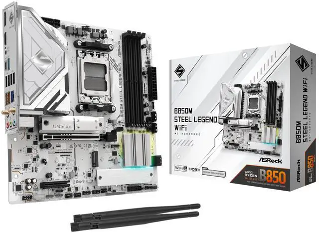 Main image of ASRock AMD B850M Steel Legend WiFi 7 Socket AM5 B850 Ryzen DDR5 8000 MHz 256GB Micro ATX Motherboard M.2 SATA3 6.0 Gb/s PCIe 5.0