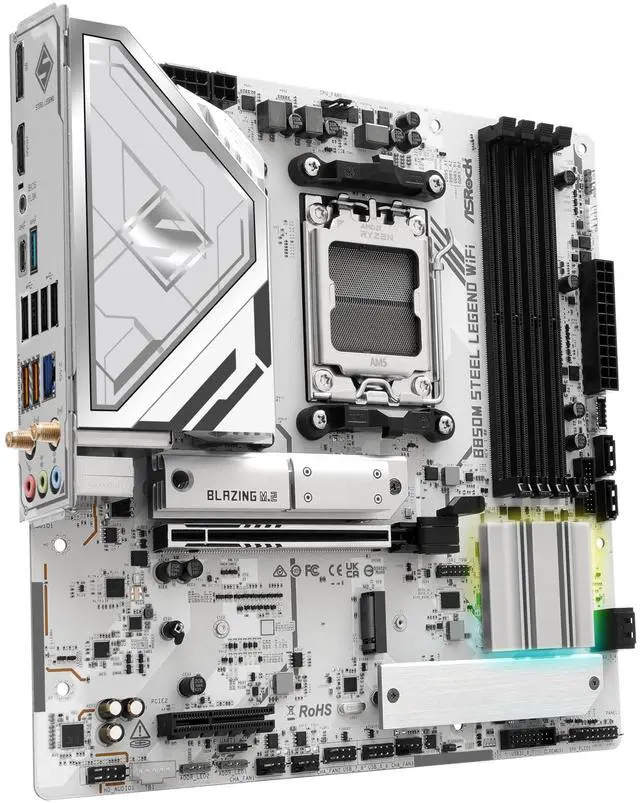 Alt view image 2 of 5 - ASRock AMD B850M Steel Legend WiFi 7 Socket AM5 B850 Ryzen DDR5 8000 MHz 256GB Micro ATX Motherboard M.2 SATA3 6.0 Gb/s PCIe 5.0