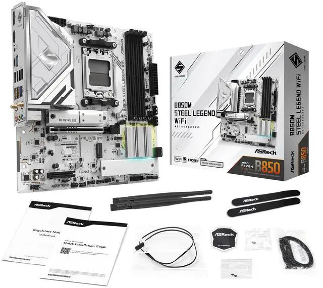 Alt view image 4 of 5 - ASRock AMD B850M Steel Legend WiFi 7 Socket AM5 B850 Ryzen DDR5 8000 MHz 256GB Micro ATX Motherboard M.2 SATA3 6.0 Gb/s PCIe 5.0