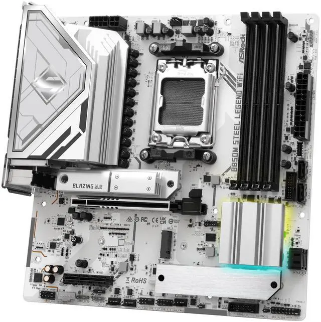 Alt view image 3 of 5 - ASRock AMD B850M Steel Legend WiFi 7 Socket AM5 B850 Ryzen DDR5 8000 MHz 256GB Micro ATX Motherboard M.2 SATA3 6.0 Gb/s PCIe 5.0