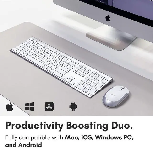Alt view image 2 of 5 - Macally Premium Bluetooth Keyboard and Mouse for Mac | Compatible Apple Wireless Keyboard and Mouse Combo (110 Keys Multi-Device Rechargeable) for MacBook Pro/Air and iMac