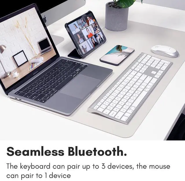 Alt view image 3 of 5 - Macally Premium Bluetooth Keyboard and Mouse for Mac | Compatible Apple Wireless Keyboard and Mouse Combo (110 Keys Multi-Device Rechargeable) for MacBook Pro/Air and iMac