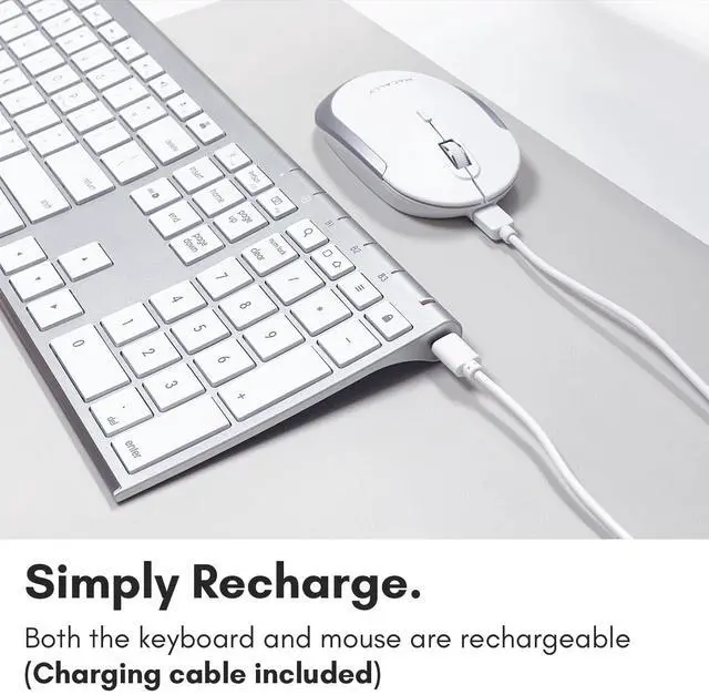 Alt view image 4 of 5 - Macally Premium Bluetooth Keyboard and Mouse for Mac | Compatible Apple Wireless Keyboard and Mouse Combo (110 Keys Multi-Device Rechargeable) for MacBook Pro/Air and iMac